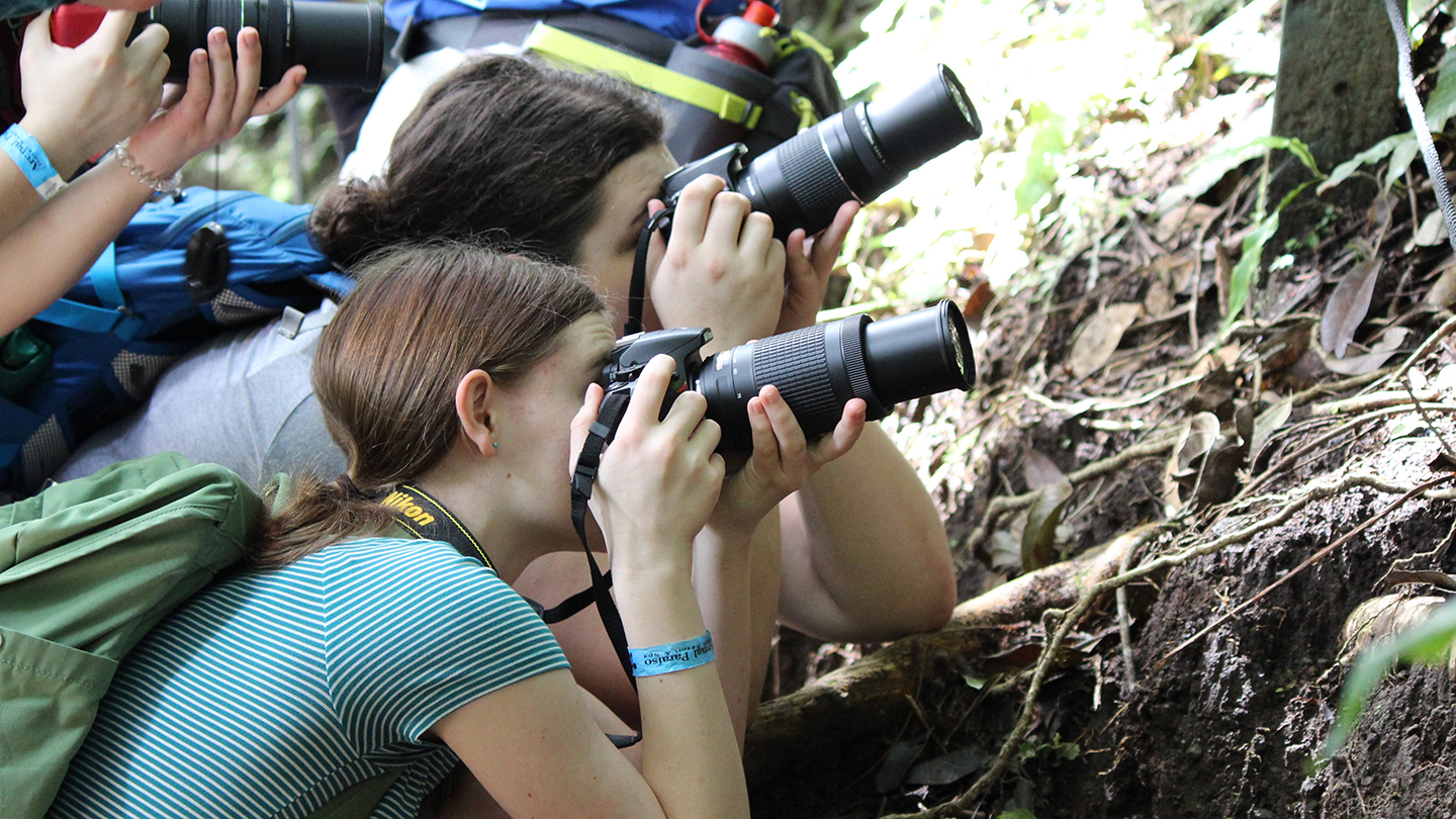 Outdoor School teens photographing in nature